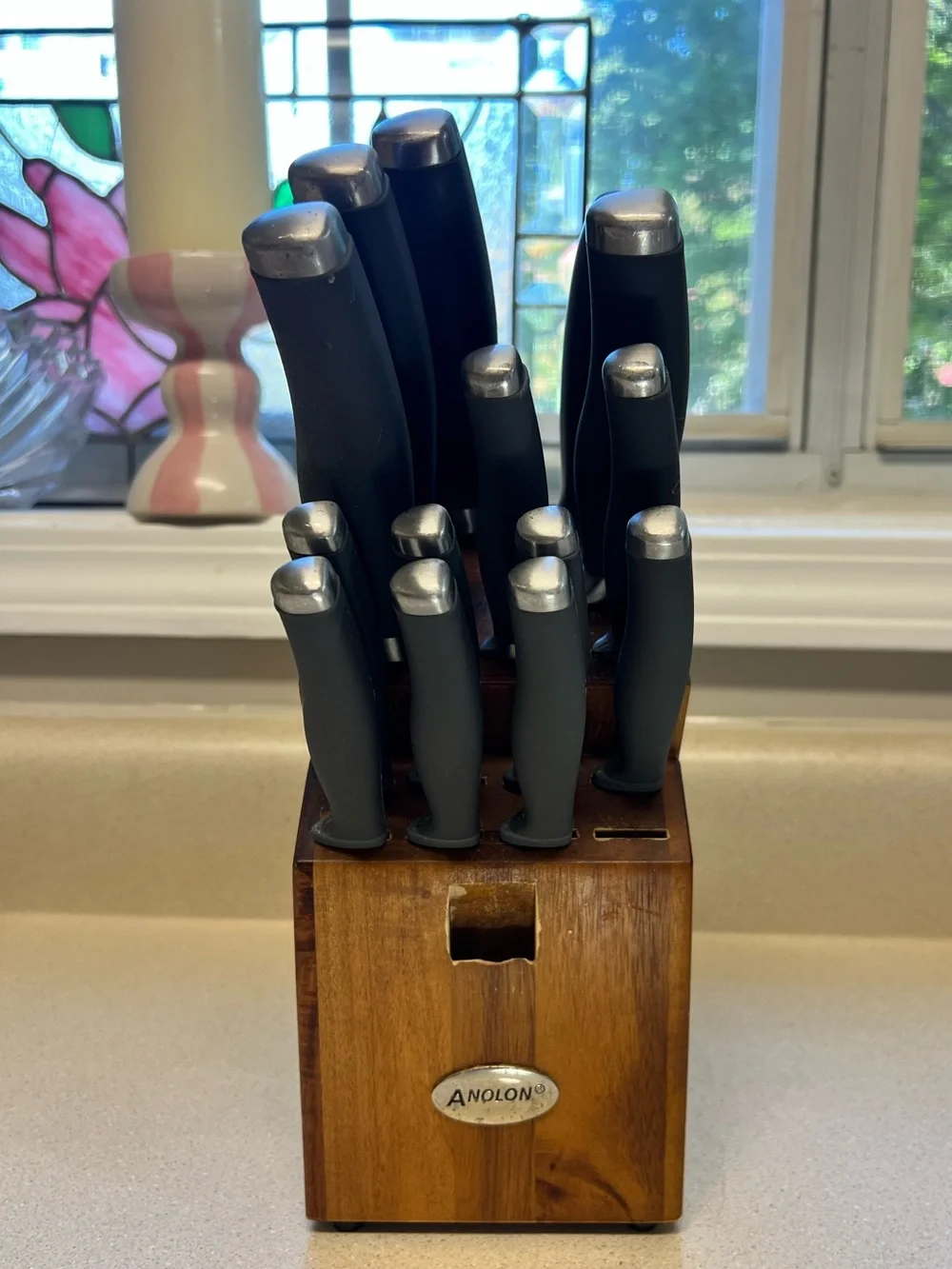 Anolon Advanced SureGrip Forged High Carbon Steel 15 Pc Knife Block Set